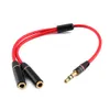 5 pcs / mycket Freeshipping 3.5mm stereo hörlurar Audio Y splitter kabeladapter plug jack sladd man till kvinnlig kabel