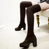 2017 neue über knie stiefel weibliche flache stretch wolle pullover socken stiefel frauen herbst winter lange reifen student schuhe College stil