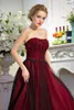Black And Red Gothic A-line Wedding Dresses Strapless Sparkly Bead Non White Vintage Colorful Wedding Gowns Robe De Mariee 254V