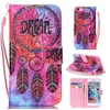 Dream Smile Owl Flower Painted Wallet Stand Colle Läderfodral för iPhone 6 6s 7 8 Plus Galaxy S7 Edge J510 J710 A3 A5