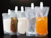 100 stks / partij 250-500ml, stand-up plastic drankje verpakking tas spuiten pouch voor drank vloeibare sap melk koffie