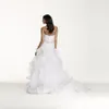 Ruffled Skirt Wedding Gown with Embellished Beading Waist Sweetheart Designer Organza Custom Made Bridal Gowns SWG492