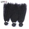 Indian Curly Virgin Hair Weaves With Closure 4pcs / Lot Obehandlat Indian Kinky Curly Human Hair 3 Bundles With Lace Closure Free / Middle Part