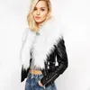Wholesale- 2016 Winter Jackets Women Basic Coats Fashion Faux PU Leather Winter Jackets Women Artificial Fur Collar Coat Female 50