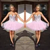 Classic Pink Sweetheart Rhinestone Prom Dresses Sexy Free Shipping Formal Evening Gowns Lace Up Sweetheart Vestidos Festa Short Prom Dress