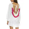 Damska Backless Tassel Beachwear Cover Up Bikini Swimsuit Dress Bluzka