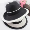 top hats straw hats straw hat dress hat for women, suitable for spring and summer, black, white color for option