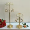 Złote Kryształy Świecznik Wedding Table Candelabra / Centerpiece Delikatne Wiatr Chimes Typ dekoracji Candlestick 10 sztuk / partia