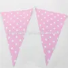 Vente en gros - Livraison gratuite 6pcs bannière rose Chevron / Dot / drapeau rayé bannière fête d'anniversaire décor drapeau guirlande pour anniversaire bébé douche décor