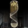 Современные люстры светодиодные хрустальные люстра Light offture Long Spiral Hotel Villa Home Indoor Living Living Lobby Carlor