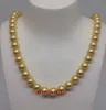 Belle perle orecchini intorno lunga 26" 10-11MM NATURALE vero mare a sud di perle collana dorata 14K