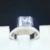 Men's Eternity 925 Silver Square Diamond Simulated Zircon Stone Solitaire Cocktail Rings Engagement Band Jewelry boys