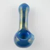 Gökkuşağı Kaşık Yağ Brülör Cam borular 4" inç Mavi Swril Bowl El Tütün Cam Boru Yüksek Kalite Şık Coroled Baba Pipe Sigara