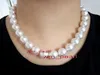 Joyas de perlas finas 18 "12-14mm Natural Sur Mar Blanco Perfecto Perla Redondo Collar 14K