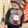 2017 마스 아동 의류 가을 겨울 아기 ​​소년 어린이 산타 클로스 자수 탑 티셔츠 긴 소매 티셔츠 셔츠 크리스마스 선물