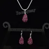 Crystal Jewelry Set 9 Colors Rhinestone Water Drop Shaped Pendant Earrings And Necklace For Party 5 Sets lot Whole272D