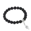 Bracciali con perline di roccia lavica calda Timone albero croce piuma stella fascino Bracciale elasticizzato in pietra naturale nera per gioielli artigianali di moda da donna