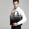 Män Casual Briefcase Business Shoulder Bag Leather Messenger Bags Computer Laptop Handväska Väska Mäns Resväskor