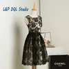 Elegant Black Lace Party Dress Scoop Zipper Back Knee-length Short Cocktail Dresses Summer Floral Lace Party Gowns Cheap