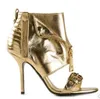 2017 verão sandálias das mulheres botas sapatos de festa sexy dedo aberto celebridade sapatos gladiador sandálias de couro de ouro zip fivela de salto alto