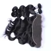 Kan färgas ombre färg hårbrasilianska malaysiska peruanska indiska jungfruliga mänskliga remy kroppsvåg med 13*4 spets frontala hårförlängningar buntar