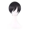 Woodfestival sebastian kuroshitsuji wig cosplay uomini corti neri resistenti a calore sintetico pezzi di fibra parrucche dritte aniy 30cm4974775