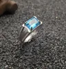 Luxe Silver Topaz Ring 7 * 9mm Emerald Cut Natural Light Blue Topaz Gestempeld 925 Sterling Silver Man Ring Christmas Gift