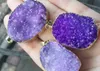 Fashion 6pcs Gold plated Purple Nature Quartz Druzy Geode pendant Drusy Crystal Gem stone connector Beads Jewelry findings61602819829069