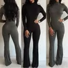Wholesale- Fashion Casual Women Ladies Clubwear Long Sleeve Turtleneck Playsuit Bodycon Party Jumpsuit Long Romper US