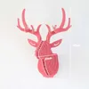 DIY 3D Wooden Colorful Animal Deer Head Assembly Puzzle Wall Hanging Decor Art Wood Model Kit Toy Home Decoration