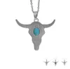 Fashion buffalo Head bead Silver Color Bull Cattle Charm Bead Longhorn Resin Horn Cattle Pendant for Jewelry carnelian y75