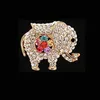 New Cute Elephant Animal Brooches Colorful Rhinestone Flowers Brooch for Women Girls Scarf Pin 18K Gold Plated Jewelry Wholesale