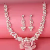 Beauty Silver Flower Pearls Bridal Necklace Tiara Earring Suits 3 pieces Jewelry Suits Wedding Bridal Jewelry P4190031800829