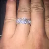 Fashion Flower Wind 925 Sterling Silverrose Gold Ring Jewelry Simulated Diamond CZ Ring Finger Finger Band Band For Women SZ 5،6،7،9،10