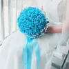 28 cm subiu buquê de noiva artificial flores da noiva buquê de casamento fita de seda novo buque de noiva multi cores