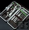 12pcs Manicure Set Pedicure Scissor Tweezer Knife Ear Pick Utility Nail Clipper Kit Stainless Steel Nail Care Tool Set287H