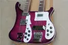 Rare Purple Double Neck Guitar 4003 4 Stings Basse électrique 360 12 cordes Guitare électrique Top vente Triangle MOP Touche Inlay