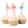 Partihandel-24pcs Ballet Girl Theme Party Supplies Cartoon Cupcake Toppers Välj barn Födelsedagsfest dekorationer