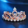Diamant Crown Ring Finger Rose Gold Engagement Ringar för Kvinnor Bröllop Smycken Gåva Will och Sandy