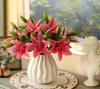 Home Decorative Silk White lilies PU Artificial Simulation Flowers for Home Hotel Wedding Party Table Wreath G497