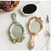사랑스러운 소형 거울 레트로 조각 된 공주 거울 휴대용 미용 화장품 메이크업 귀여운 여자 손