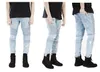 Gros-représenter les pantalons de créateurs de vêtements slp bleu / noir détruit hommes slim denim motard droit jeans skinny hommes jeans déchirés 28-38