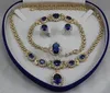 women039s jewelry aquamarine yellow gold Earring Bracelet Necklace Ring box2832822