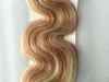 16 '' ~ 24 '' Clip de cabeza completa en extensiones de cabello humano onda corporal MEZCLA COLOR PIEZA 8PCS / SET 120G COLOR # 10/24