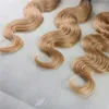 1B 27 Ombre Blonde Brasilianische Haarwebart Körperwellen-Menschenhaarbündel Zweifarbiger Haareinschlagfaden 100 Gramm pro Stück