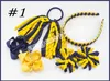 Korker Ponytail banderoles bandeaux tissés élastiques à cheveux arcs clips fleurs corker Bouclés ruban cheveux bobbles Accessoires 5 ensembles PD026