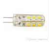 عالية الطاقة بقيادة مصباح G4 24LED SMD 3014 3W الأبيض البارد / الدافئة الأبيض 3014 smd الصمام الكريستال مصباح الذرة بقعة ضوء dc 12 فولت