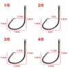 100pcs 7381 High Carbon Steel fishhooks Black Offset Sport Circle Bait Fishing Hook bass barbed hooks