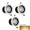 Lampy sufitowe ściemniane wpuszczone LED Downlight COB 6W 9W 12W 15W Ściemnianie Lampa światła AC 110V 220 V