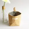 Коробка для хранения в стиле Zakka, джутовая с хлопковой подкладкой, корзина для мелочей, мини-настольная сумка для хранения, подвесная, 1 шт., 9801843